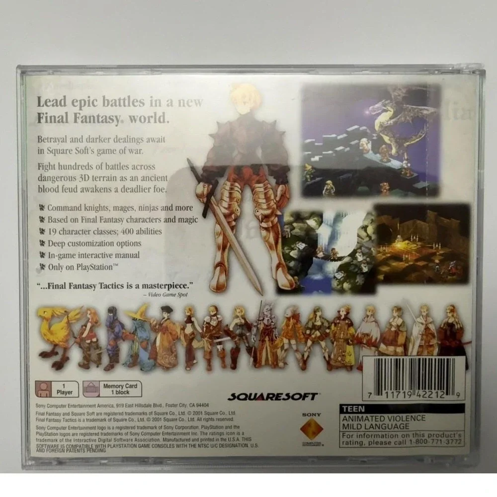 Final Fantasy Tactics - PS1 - Greatest Hits‎ - Disc & Case - Cleaned & Tested